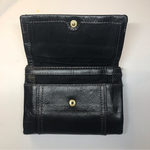Fossil Ellis Vintage Trifold Ladies Black Leather Wallet - Picture 3 of 9